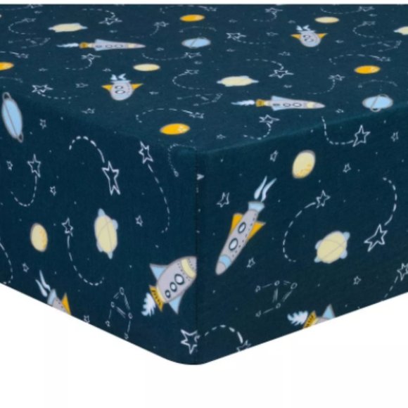 Both Trend Lab Musical Crib Mobile and Crib Navy Sheet Galaxy - Picture 2 of 5